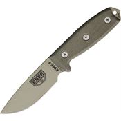 ESEE 3PKODT Model 3 Standard Edge Fixed Blade Knife with OD Green Canvas Micarta Handles