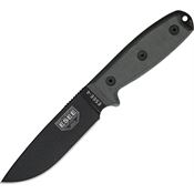 ESEE 4PKO Model 4 Plain Edge Fixed Drop Point Blade Knife with Black Linen Micarta Handles