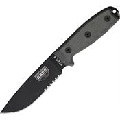 ESEE 4SKO Model 4 Part Serrated Fixed Blade Knife with Black Linen Micarta Handles