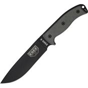 ESEE 6POD Model 6 Plain Edge Black Textured Powder Coated Blade Knife with Black Linen Micarta Handles