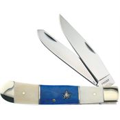 Frost MAS108WBW Masonic Trapper With White And Blue Smooth Bone Handle