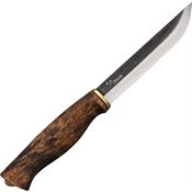 Kellam PR5 Puukko Fixed Carbon Steel Blade Knife with Stained Curly Birch Handle