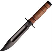 J. Adams Sheffield England 005 Israeli Commando Fixed Black Finish Blade Knife with Leather Wrapped Handle