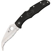 Spyderco 12SBK2 Matriarch Serrated Lockback Folding Pocket Knife with Black FRN Handles