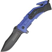 Tac Force 688NV Assisted Opening Part Serrated Linerlock Folding Pocket Knife with Royal Blue Aluminum Handles