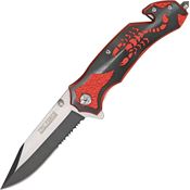 Tac Force 692BR Rescue Assisted Opening Clip Point Blade Linerlock Folding Pocket Knife with Red Aluminum Handles
