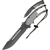 TOPS SE107CXX Mini Eagle Combo - Fixed Black Traction Coating Blade Knife with Black Linen Micarta Handles