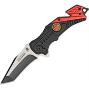 Tac Force 640FD Rescue Assisted Opening Tanto Point Blade Linerlock Folding Pocket Knife with Black and Red Handles