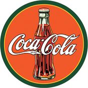 Tin Sign 1069 Coke Round 30''s Bottle & Logo Rich Vibrant Colors and Heavy Embossing Tin Sign