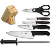 Forschner 511937X2 Victorinox Seven Piece Kitchen Knife Set with Brown Hardwood Handle