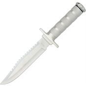 China Made 210681SL Survival Silver Fixed Blade Knife with Hollow Silver Textured Aluminum Handle