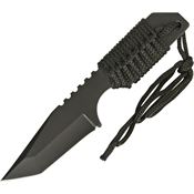 China Made 210832 Fixed Stainless Tanto Blade Knife with Black Cord Wrapped Handle