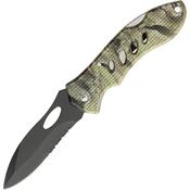 China Made 210871 Forest Series Folder Part Serrated Blade Lockback Pocket Knife