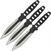 China Made 21095303 Black Streak Thrower Fixed Two Toned Blade Knife with Slot Cutout Design Handle - 3 Set
