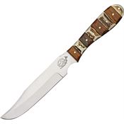 Fox-N-Hound 622 Skinner Fixed Clip Point Blade Knife with Stag and Brown Wood Handles