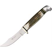 Hen & Rooster 5048 Bowie Fixed Stainless Upswept Clip Blade Knife with Stag Handles