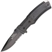 Bad Blood 0108 Part Serrated Linerlock Folding Pocket Knife with Carbon Fiber and Black G-10 Handle