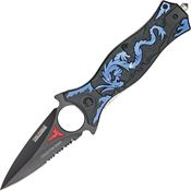 Tac Force 707BL Dragon Assisted Opening Part Serrated Linerlock Folding Pocket Knife