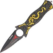 Tac Force 707GD Dragon Assisted Opening Part Serrated Linerlock Folding Pocket Knife