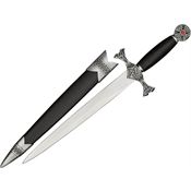 China Made 21110 Celtic Dagger Fixed Blade Knife with Black Leather Covered Handle