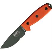 ESEE 3SKOOD Model 3 Part Serrated Fixed Blade Knife with Orange G-10 Handles