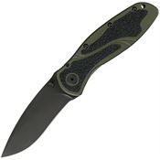 Kershaw 1670OLBLK Blur Olive Drab Assisted Opening Drop Point Linerlock Folding Pocket Knife