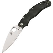 Spyderco 144CFPE Caly 35 Lockback Folding Stainless Blade Pocket Knife with Black Carbon Fiber Handles