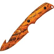 Elk Ridge 116OC Guthook Hunter Fixed Blade Knife with Aluminum Orange Camo Finish Handles