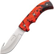 Elk Ridge 274RC Guthook Hunter Fixed Blade Knife with Red Camo Finish Aluminum Handles
