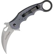 Fox 478 Karambit Linerlock Folding Pocket Stonewash Finish Blade Knife with Gray Anodized Aluminum Handles