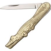 Novelty 255 Alligator Folding Pocket Knife with Sculpted Solid Nickel Silver Handle