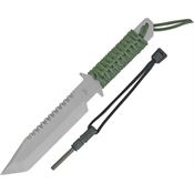 China Made M3371 Survival Fixed Matte Finish Blade Knife with Green Cord Wrapped Handle