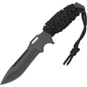 China Made M3505 Tactical Fixed Black Finish Stainless Blade Knife with Black Cord Wrapped Handle