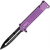 China Made M3999 Assisted Opening Linerlock Folding Pocket Knife with Front Grooved and Smooth Back Purple Handle