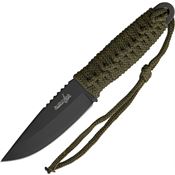 China Made M4007 Camping Fixed Drop Point Blade Knife with Olive Green Cord Wrapped Handle