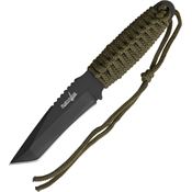 China Made M4008 Camping Fixed Tanto Blade Knife with Olive Green Cord Wrapped Handle