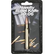 Novelty 266 Bullet Folding Pocket Knife with Brass Plated Metal Handle