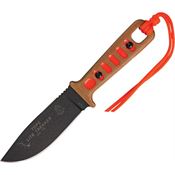 TOPS TLT01HO Lite Trekker Survival Hunter Fixed Black Traction Coating Blade Knife with Tan Canvas Micarta Handles
