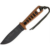 TOPS TLT01OB Lite Trekker Survival Operator Fixed Black Traction Coating Blade Knife with Tan Canvas Micarta Handles
