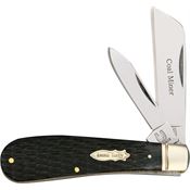 Rough Rider 1284 Coal Miner Folding Pocket Knife with Black Jigged Bone Handle