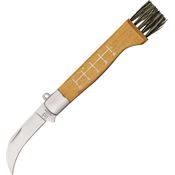 Rough Rider 1400 Mushroom Hunters Knife with Hard Wood Handle and Hair Bristle Brush