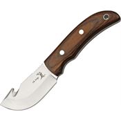 Elk Ridge 108 Guthook Hunter Fixed Blade Knife with Brown Rich Grain Wood Handles