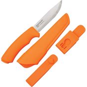 Mora 12050 Bushcraft Fixed Stainless Blade Knife with Neon Orange Rubber Handle