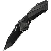 Schrade A3BS Black Assisted Opening Part Serrated Tanto Point Linerlock Folding Pocket Knife