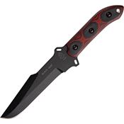 TOPS BKHT01 Heat Fixed High Carbon Steel Blade Knife with Red and Black G-10 Handles