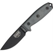 ESEE 3PB Model 3 Standard Edge Fixed Black Textured Blade Knife with Black Linen Micarta Handles