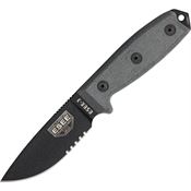 ESEE 3SB Model 3 Part Serrated Fixed Blade Knife with Black Linen Micarta Kydex Sheath Handles