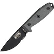 ESEE 3SBMB Model 3 Part Serrated Fixed Blade Knife with Black Linen Micarta Nylon Molle Sheath Handles