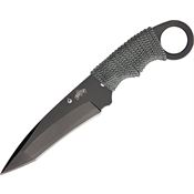 China Made 4237 Neck Fixed Black Finish Stainless Blade Knife with Gray Nylon Cord Wrapped Handle