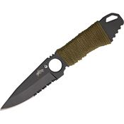 China Made 4240 Neck Fixed Drop Point Blade Knife with OD Green Nylon Cord Wrapped Handle